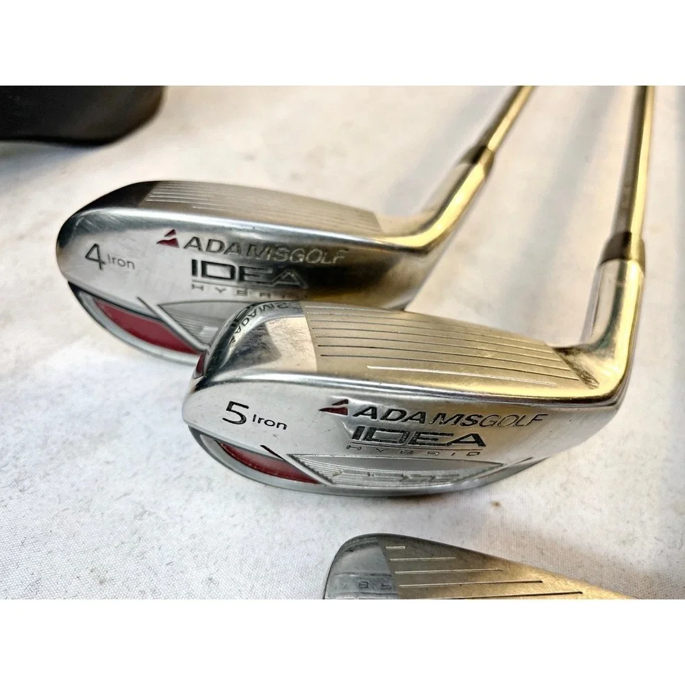 Adams Golf Idea Hybrid Iron Set Mens RH 4-9 Iron‎ Stiff Flex + Caddy Travel Bag